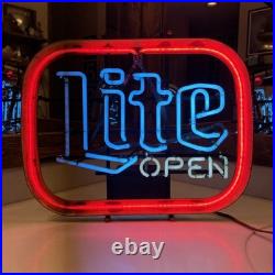 Lite Open Neon Sign 21 x 17 Miller Brewing Company Vintage Lite Open Neon Sign 21 x 17 Miller Brewing Company Vintage