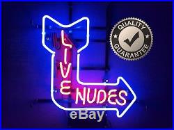 Live Nudes Real Glass Neon Light Sign Vintage Movie Prop Gentlemens Club Pub UK