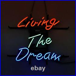 Living The Dream Real Glass Neon Light Sign Vintage Decor Cave Room