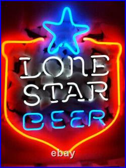 Lone Start Beer Shop Neon Sign Bar Decor Artwork Vintage Real Glass