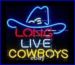 Long Live Cowboys Hat Vintage Neon Sign 19x15 Decor Bistro Wall Artwork