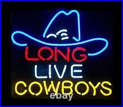 Long Live Cowboys Hat Vintage Neon Sign Decor Bistro Wall Neon Light 19x15