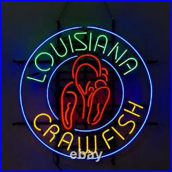 Louisiana Crawfish Neon Sign Vintage Glass Man Cave Light