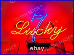 Lucky Number 7 Neon Sign Vintage Style Collectible Apartment Wall Glass 17 Lucky Number 7 Neon Sign Vintage Style Collectible Apartment Wall Glass 17