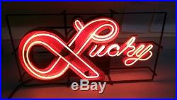 Lucky neon sign vintage antique lager beer bar advertising rare AS IS DAMAGED