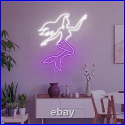 Mermaid Girl Neon Sign Neon Sign 26x20 Light Man Bedroom Vintage Wall Decor