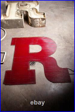 Mid Century Modern Neon Sign Lamp Marquee Letter R Working Large 48 Light Wall