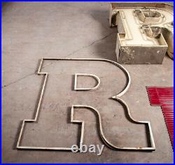 Mid Century Modern Neon Sign Lamp Marquee Letter R Working Large 48 Light Wall
