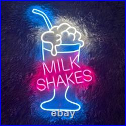 Milkshakes LED Neon Sign 30x18 Light Man Cave Beer Bar Vintage Wall Decor