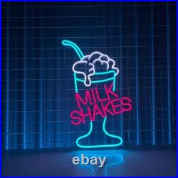 Milkshakes LED Neon Sign 30x18 Light Man Cave Beer Bar Vintage Wall Decor