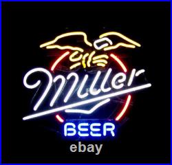 Miller Beer Vintage Decor Lamp Bar Neon Sign Wall Real Glass Bedroom