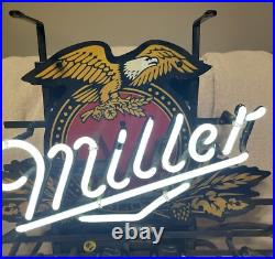 Miller Genuine Draft Glass Neon Light Beer Bar Pub Wall Decor USA Made Vintage
