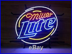 Miller Lite Beer Pub Bar Vintage Real Glass Neon Sign 17''X14'' V33s