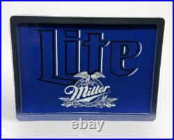 Miller Lite Blue Neon Sign VTG Size 10.5x7.5x5 Lights Up Bar Hang Beer Clean EUC
