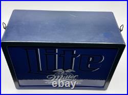 Miller Lite Blue Neon Sign VTG Size 10.5x7.5x5 Lights Up Bar Hang Beer Clean EUC