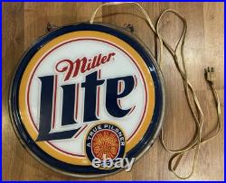 Miller Lite round double sided Neon vintage hanging bar Lighted Beer sign 20