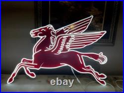 Mobil Neon Pegasus Sign, Neon Mobil Gas Station Garage Sign, Rep Antique Vintage