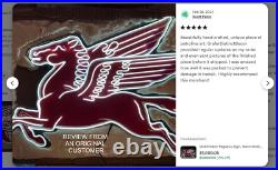 Mobil Neon Pegasus Sign, Neon Mobil Gas Station Garage Sign, Rep Antique Vintage