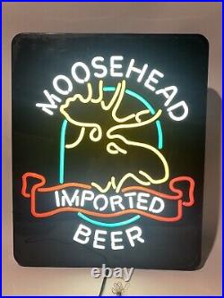 Moosehead Import Neon Light Sign Beer Man Cave Bar Sign Vintage Works Great RARE
