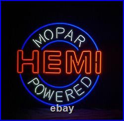 Mopar Powered Hemi Garage Room Decor Neon Sign Vintage Glass Lamp