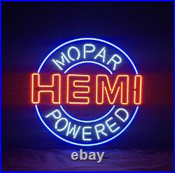 Mopar Powered Hemi Garage Room Decor Neon Sign Vintage Glass Lamp