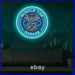Muscle car Ford garage Logo Neon Sign 20x20 Light Car Garage Vintage Wall Deco Muscle car Ford garage Logo Neon Sign 20x20 Light Car Garage Vintage Wall Deco