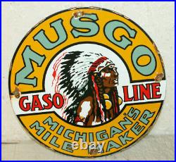 Musgo Gasoline Motor Oil Vintage Style Porcelain Signs Gas Pump Plate Michigan