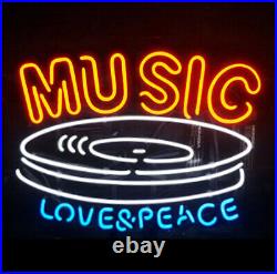 Music Love and Peace Custom Pub Vintage Boutique Neon Sign Light Decor 24x20