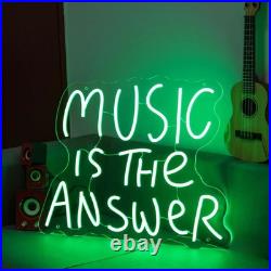 Music is the Answer LED Neon Sign Light Man Cave Bedroom Vintage Wall Decor