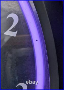 NEW Vintage 1990s Bud Light George Strait Purple Neon Lighted Clock Sign 17 1/4