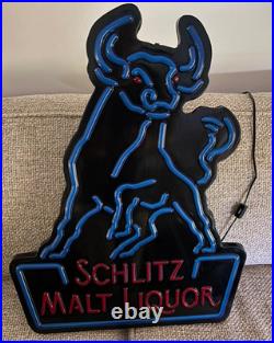 NICE Vintage Schlitz Malt Liquor Beer Neo-Neon Light Up Sign Milwaukee Wisconsin