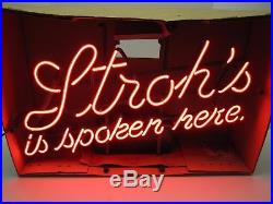 NOS Vintage 1970's Stroh's Neon Sign 80155 Stroh's Is Spoken Here TESTED