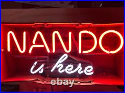 NOS Vintage Nando is here Nando Wine Neon Sign Light Everbrite Bar Man Cave