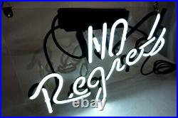 NO REGRETS' Neon Light Sign Real Art Beer Bar Pub Home Wall Decor Vintage