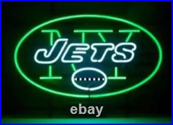 NY Jetss Neon Light Sign Green Glass Vintage Style Man Cave Bar Room Lamp 17