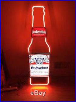 Neon Light Budweiser Bottle Bud Light Busch Beer Bar Miller Vintage Sign 13x5z
