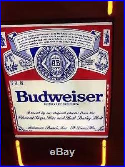 Neon Light Budweiser Bottle Bud Light Busch Beer Bar Miller Vintage Sign 13x5z