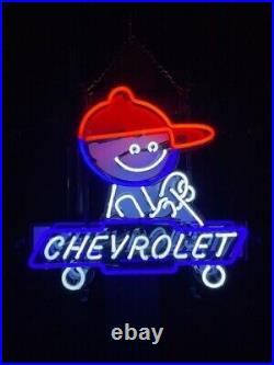 Neon Sign Chevrolet Service Parts wall Glass lamp light garage 16x14inch Vintage