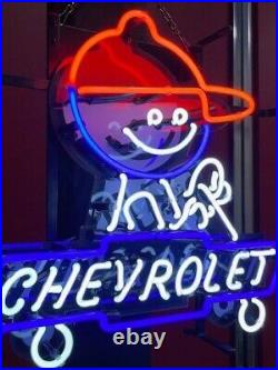 Neon Sign Chevrolet Service Parts wall Glass lamp light garage 16x14inch Vintage