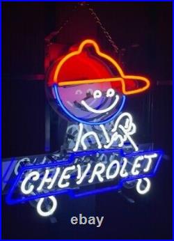 Neon Sign Chevrolet Service Parts wall Glass lamp light garage 16x14inch Vintage