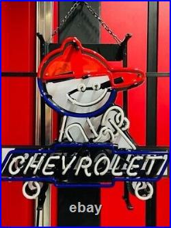 Neon Sign Chevrolet Service Parts wall Glass lamp light garage 16x14inch Vintage