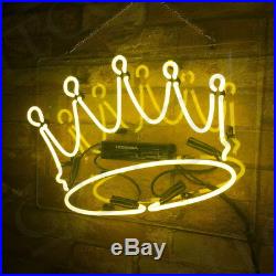 Neon Sign Light Yellow Color Crown Shape Store Pub Beer Vintage Poster Club