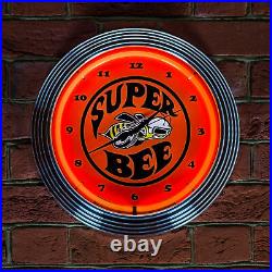 Neon Wall Clock Vintage Advertising Dodge Chrysler Supe Bee Car Emblem Sign New