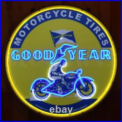 Neonetics 29GYMTR Goodyear Neon Sign Vintage Motorcycle Round 36 Inch Neon Light