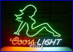 New Coors Light Lady Neon Sign 17x14 Light Lamp Wall Real Glass Vintage Bar