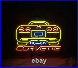 New Corvette Auto Neon Sign Vintage Club Artwork Real Glass Bar Lamp