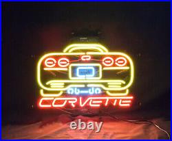 New Corvette Auto Neon Sign Vintage Club Artwork Real Glass Bar Lamp