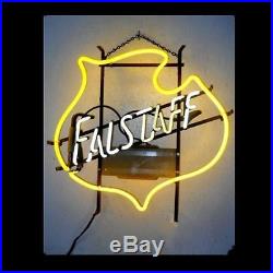 New Falstaff Logo Vintage Beer Bar Pub HANDMADE REAL GLASS NEON SIGN LIGHT