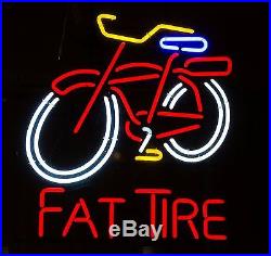 New Fat Tire Bicycle Vintage Logo Beer Bar Pub Real Glass Neon Sign 24''x20'