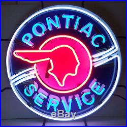 New Neon Sign GM Vintage Style Pontiac Indian Head Dealer Chevrolet metal grid
